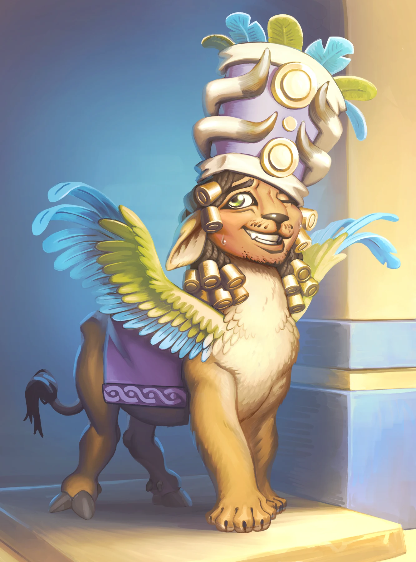 Young lamassu character illustration